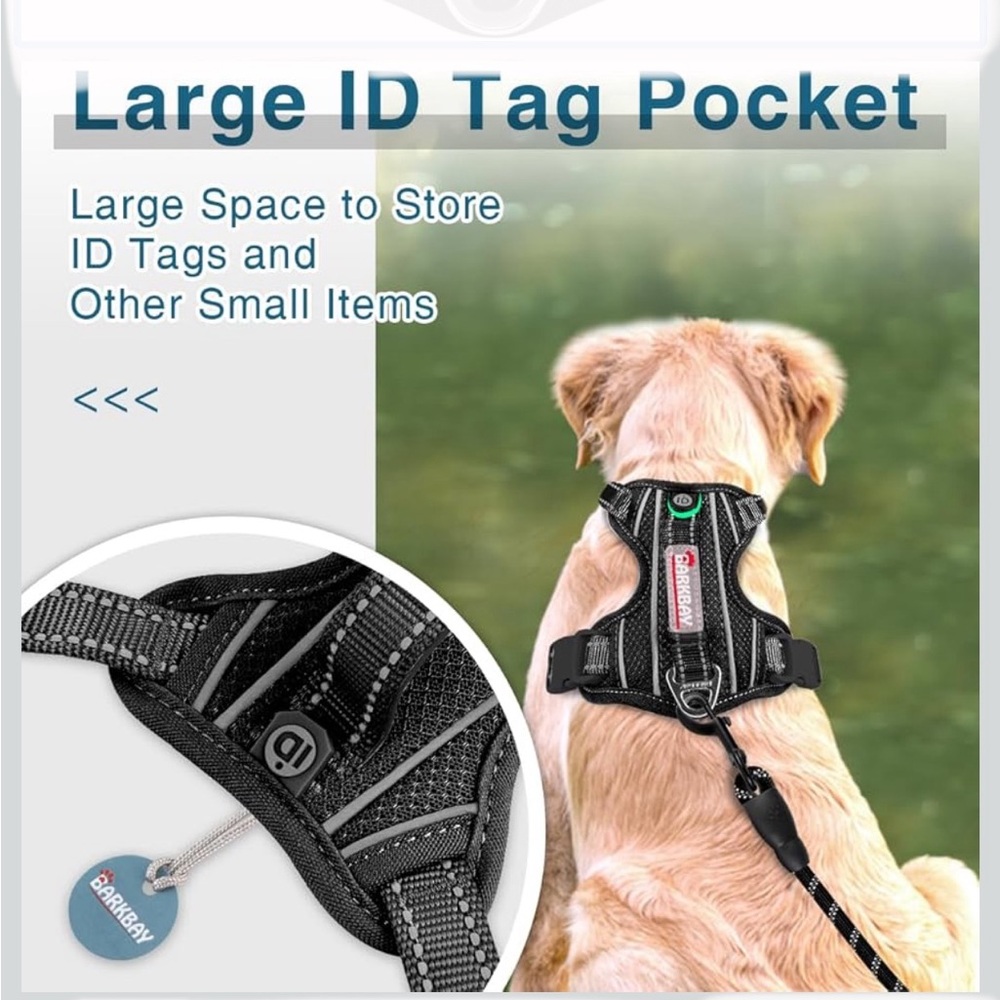 Barkbay Black Dog Harness with Reflective Stripes, size large, NWOT. - Picture 15 of 16